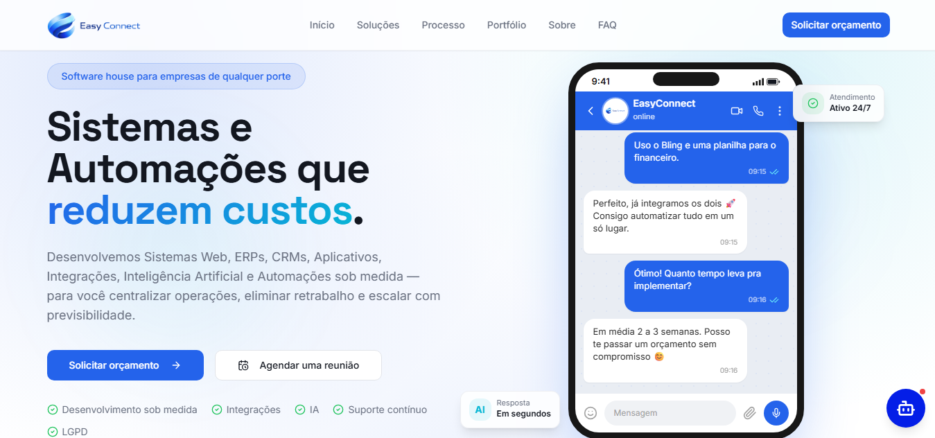 Preview da Landing Page EasyConnect
